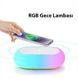 Coofbe 1200Mah Şarjlı Taşınabilir 2in1 Masaüstü 15W Kablosuz Şarj Cihazı ve Gece Lambası Kamp Işığı 
