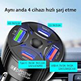 Coofbe Super Şarj 4 Port 55W Araç Şarjı Araç Çakmaklık Şarjı 2x Usb 2x Type-c Araç Şarj Çoklayıcı