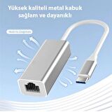 Coofbe Type-C To Ethernet Dönüştürücü RJ45 Dönüştürücü 10/100/1000Mbps Tak Çalıştır Ethernet Adaptör Dönüştürücü