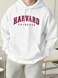 Harvard Lacrosse Baskılı Kapüşonlu Üst Erkek Yumuşak Moda Tişörtü Spor Rahat Sokak Giysisi Te