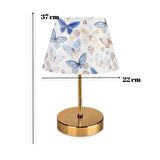 ArtGift Lara Gold Gövdeli Abajur Kelebek Desen PVC Başlık