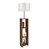 Dekoratif Raflı Ceviz Mdf Lambader Krem Pvc Silindir Başlık