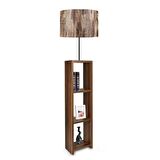 Dekoratif Raflı Ceviz Mdf Lambader Ağaç Desen Pvc Silindir Başlık