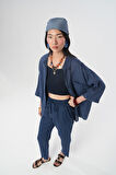 KADIN İNDİGO RENK TEK CEPLİ TRUVAKAR KOLLU %100 KETEN GÖMLEK