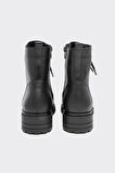 Hakiki Deri Bağcıklı Fermuarlı Kadın Bot