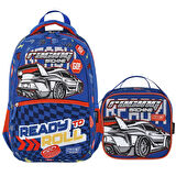 Muggle 3 Bölmeli Racing Machine Okul Çantası + Termoslu Beslenme Çantası