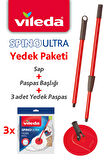 Vileda Spino Ultra Yedek Sap + Başlık Paketi + 3 Adet Yedek Paspas