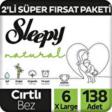 Sleepy Natural Fırsat Paketi Bebek Bezi 6 Numara Xlarge 138 Adet