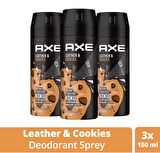 Axe Erkek Deodorant Sprey Leather & Cookies 150 ml x 3 Adet