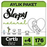 Sleepy Natural 4+ Numara Maxi Plus 176'lı Cırtlı Bez