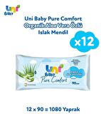 Uni Baby Pure Comfort Aloe Vera Özlü Islak Mendil 90 lı x 12 Adet