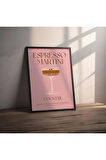 Dekoratif Çerçevesiz Poster Minimalist Espresso Martini Kokteyl İllüstrasyonu