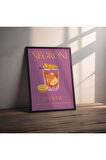 Dekoratif Çerçevesiz Poster Minimalist Negroni İllüstrasyonu