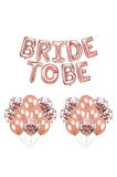 Bekarlığa Veda Seti Parti Eğlence Kutlama RoseGold Bride Folyo Balon, Kalp Folyo Balonlu