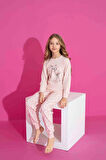 Kız Çocuk Kuğu Desenli Uzun Kollu Pijama Takımı