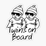 Arabada İkiz var Twins On Board Sticker Yapıştırma 19CM md17