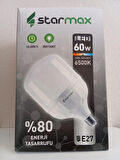 4 ADET-STARMAX 60W Torch LED Ampul E-27 Beyaz Işık 1750 LM