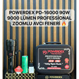 powerdex Pd-16000 90w 9000 Lümen Profesyonel Zoomlu Güçlü Uzun menzilli Avcı El Feneri (Yeni En Güçlü)