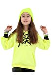 Kız Çocuk New York Desenli Kanguru Cepli Kapüşonlu Sweatshirt
