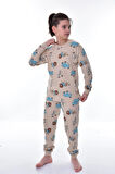 Fil Aslan Zebra Baskılı %100 Pamuk Uzun Kollu Erkek Çocuk  Pijama Takımı (3,4,5,6,7,8 Yaş)