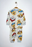 Paw Patrol Baskılı %100 Pamuk Uzun Kollu Erkek Bej Pijama Takımı (3,4,5,6,7,8 Yaş)