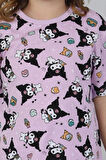 Kuromi Baskılı %100 Pamuk Kısa Kol Uzun Alt Kız Çocuk Pijama Takımı (3,4,5,6,7,8 Yaş)