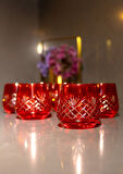 6 Parça Kristal Kesme Renkli Cam Bardak 345 cc