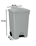 Omnipazar SY-4265 Gri 85 lt Köşeli Pedallı Tekerlekli Çöp Kovası