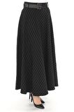SORALLİNE KADIN KIŞLIK KLOŞ ETEK 779 SİYAH ÇİZGİLİ