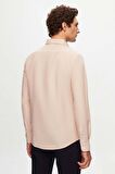 Slim Fit Ekru Oxford Düğmeli Yaka Kolay Ütülenebilir Nakış Detaylı Pamuklu Gömlek 4HC02ORT03265
