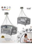 Holmer Coolstyle (Deluxe Kumaş) Premium Cibinlikli Anne Yanı/Oyun Parkı/Park yatak 70x110cm Deluxe Gri