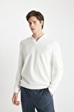 DeFacto Regular Fit Polo Yaka Jakarlı Triko Sweatshirt A9785AX24AUWT32