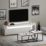 Beliz Işıklı Tv Ünitesi - Minimal 2'li Orta Sehpa Set