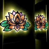 Veraart Epoksili Lotus Çiçeği  Figürlü Duvar Dekorlu Gece Lambası 60x93 cm
