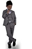 6 Düğme Yelekli Ceketli Çocuk Tam Takım Elbise MNK0523