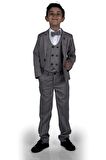 6 Düğme Yelekli Ceketli Çocuk Tam Takım Elbise MNK0523