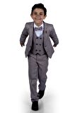 6 Düğme Yelekli Ceketli Çocuk Tam Takım Elbise MNK0523