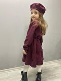 Kaşe Kumaş Şapkalı Kız Çocuk Elbise MNK0559