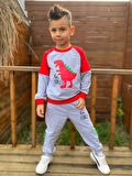 Dinozor Motif İkiiplik Kumaş Çocuk Eşofman MNK0564