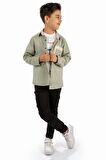 Çift Cepli Gömlek , Pantolon , T-Shirt  3Parça Pamuklu Erkek Çocuk Takım MNK965