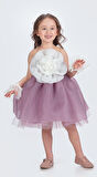Karolin Robası Çiçekli Bilekli Aksesuarlı Kız Çocuk Abiye Elbise M00724