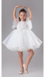 Maronia Kız Çocuk Prenses Model Abiye Elbise -Beyaz M00746