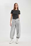 DeFacto Jogger Fit Yüksek Bel Bilek Boy Jean Yıkamalı Pantolon C1319AX24SPNM55