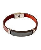 Deri Çelik Mixli Trend Model Erkek Bileklik 22 cm
