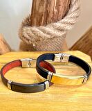 Deri Çelik Mixli Trend Model Erkek Bileklik 22 cm(2 Farklı Renk Tek Pakette)