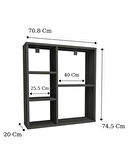 Reyo Enda Home Myra 5 Gözlü Çok Amaçlı Modern Duvar Rafı Antrasit