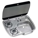 Dometic HSG 2445 İki Gözlü Ocak ve Eviye Kombinasyonu Cam Kapaklı 600 x 445 mm
