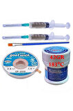 KİMEİ 183C UYUMLUSolderPaste Krem Lehim 42g Sıvı Lehim ve Flux Lehim Toplama Fırça Seti 2,5MM 5İN1X
