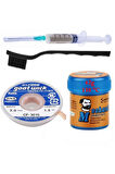 Solder Paste MEChanic 138 DERECE Krem Lehim 42g  Sıvı Lehim ve Flux Lehim Toplama Fırça Seti 3MM 4LÜ