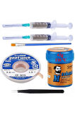 Goot Wick Solder Paste Mechanic 138 Derece Krem Lehim 42 gr Sıvı Lehim ve Flux Lehim Toplama Fırça Seti 3,0 Mmdüz Set1 6in1 Arada